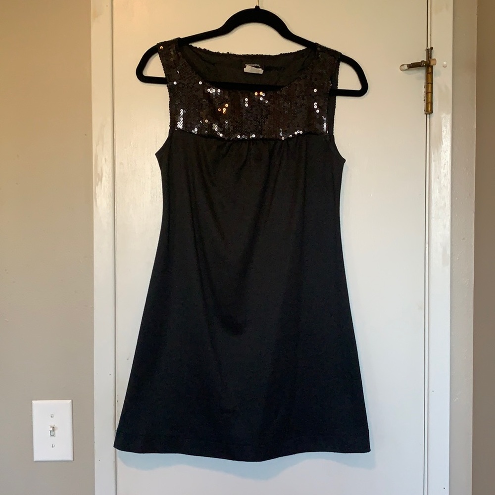 Black sheath dress with sequins